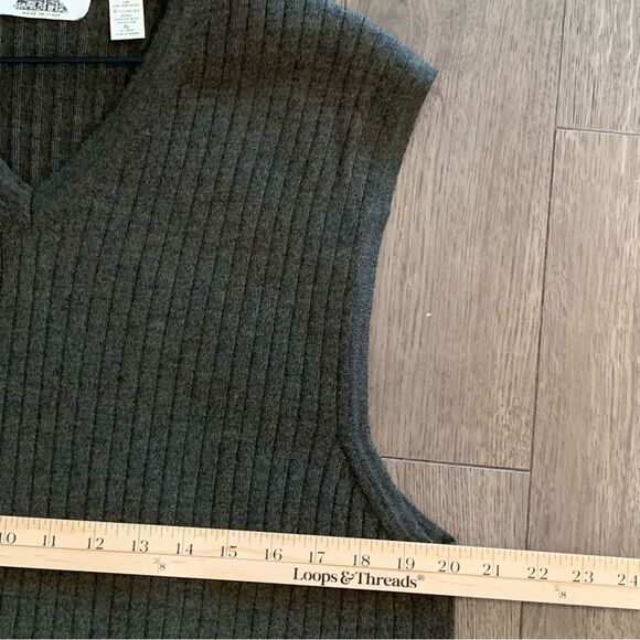 FIESOLE VEST MENS XL GREEN 100% NEW WOOL MERINO EXTRA FINE RIBBED KNIT VEST. - Picture 11 of 12